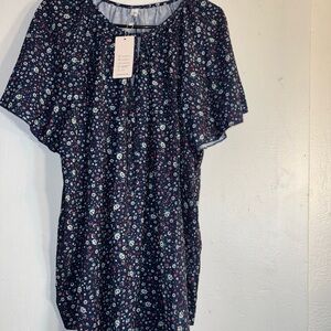 Floral Navy Women's Top Fashion